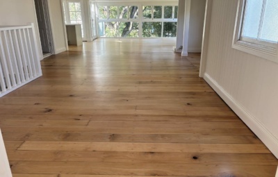 Hoop Pine Timber Floor Sanding & Coating – Natural Water-Based Satin Finish