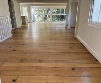 Hoop Pine Timber Floor Sanding & Coating – Natural Water-Based Satin Finish