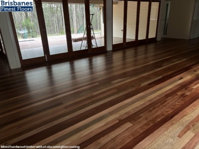 Mixed hardwood timber with a Loba water-based semi gloss coaitng